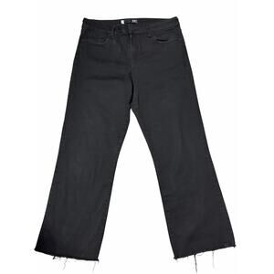 KUT From The Kloth Kelsey Ankle Flare Jeans Black Raw Hem Size 10